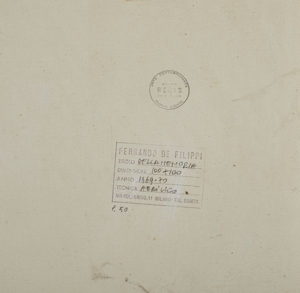 DE FILIPPI FERNANDO (n. 1940) : Della memoria.  - Asta Asta 380 | ARTE MODERNA E CONTEMPORANEA Virtuale - Associazione Nazionale - Case d'Asta italiane