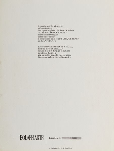 KIENHOLZ EDWARD  (1927 - 1994) : Il senso degli affari.  - Asta Asta 380 | ARTE MODERNA E CONTEMPORANEA Virtuale - Associazione Nazionale - Case d'Asta italiane