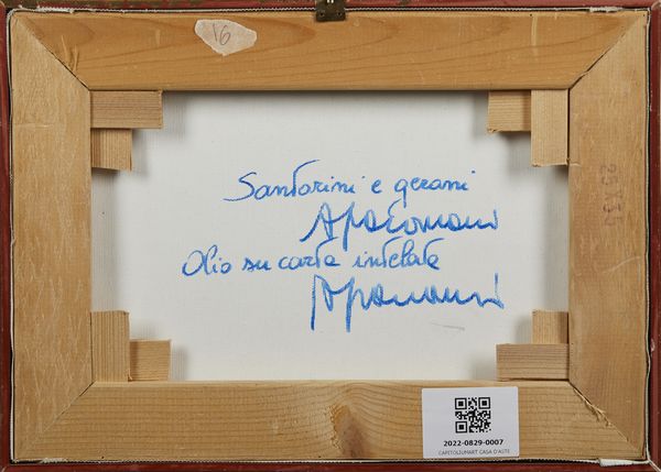 FACCINCANI ATHOS (n. 1951) : Santorini e gerani.  - Asta Asta 380 | ARTE MODERNA E CONTEMPORANEA Virtuale - Associazione Nazionale - Case d'Asta italiane