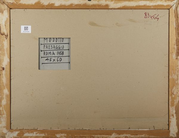 MODOTTO ANGILOTTO ERMAGORA (1900 - 1968) : Paesaggio, Roma 1958.  - Asta Asta 380 | ARTE MODERNA E CONTEMPORANEA Virtuale - Associazione Nazionale - Case d'Asta italiane