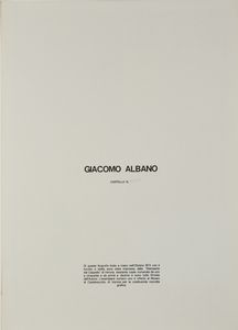 ALBANO GIACOMO (n. 1935) : Cartella composta da n. 3 fogli.  - Asta Asta 380 | ARTE MODERNA E CONTEMPORANEA Virtuale - Associazione Nazionale - Case d'Asta italiane
