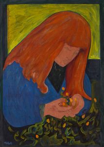 TOGO (n. 1937) - Bimba tra i fiori.