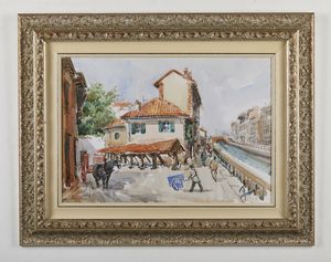 ZECCA ANTONELLO (n. 1944) : Milano, Vicolo Lavandai.  - Asta Asta 380 | ARTE MODERNA E CONTEMPORANEA Virtuale - Associazione Nazionale - Case d'Asta italiane