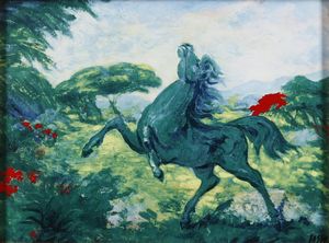 SASSU ALIGI (1912 - 2000) : Il cavaliere verde.  - Asta Asta 380 | ARTE MODERNA E CONTEMPORANEA Virtuale - Associazione Nazionale - Case d'Asta italiane