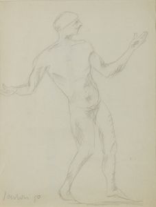 SARTORI AMLETO  (1915 - 1962) - Maschera (personaggio in posa per una scenografia teatrale).