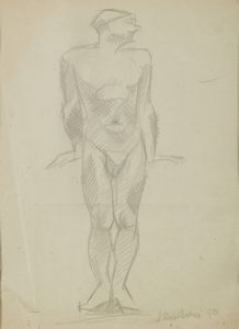 SARTORI AMLETO  (1915 - 1962) - Maschera (personaggio in posa per una scenografia teatrale).