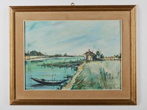 MORI NENO (1899 - 1968) : Paesaggio di barena  - Asta Asta 380 | ARTE MODERNA E CONTEMPORANEA Virtuale - Associazione Nazionale - Case d'Asta italiane