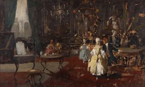 POZZATO PARIDE (1899 - 1971) : Scena d'interno.  - Asta Asta 380 | ARTE MODERNA E CONTEMPORANEA Virtuale - Associazione Nazionale - Case d'Asta italiane