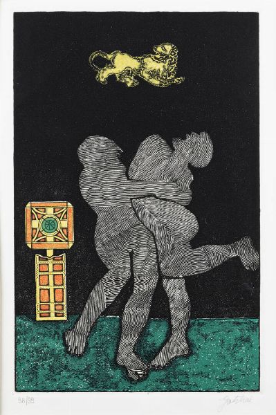 FRANCO GENTILINI Faenza (RA) 1909  - 1981 Roma : Il leone 1973  - Asta Grafica - Associazione Nazionale - Case d'Asta italiane