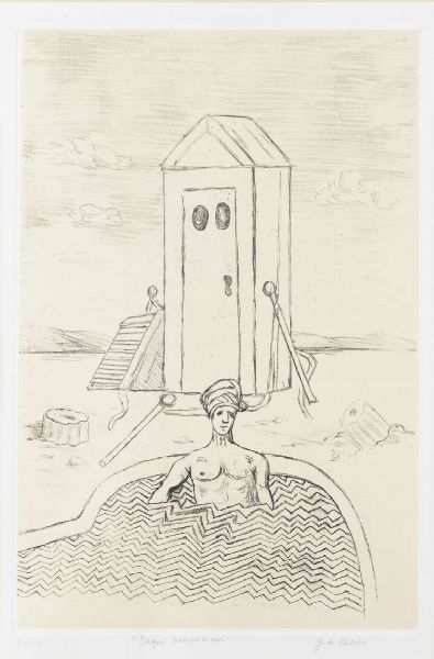 GIORGIO DE CHIRICO Volos (Grecia) 1888 - 1978 Roma : Bagni pomeridiani  - Asta Grafica - Associazione Nazionale - Case d'Asta italiane