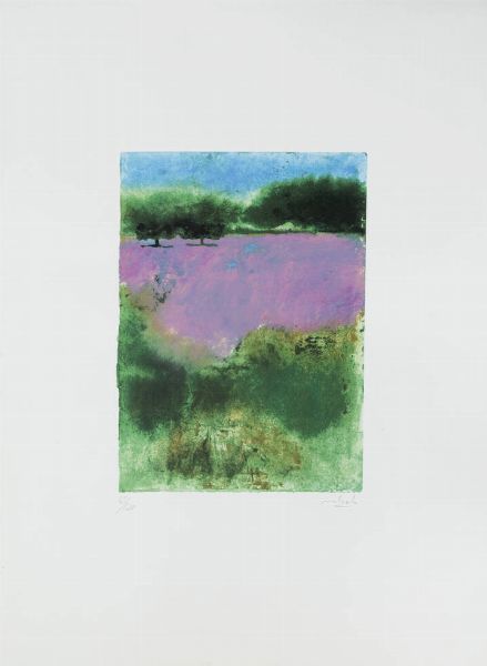 CARLO MATTIOLI Modena 1911 - 1994 : Senza titolo (paesaggio)  - Asta Grafica - Associazione Nazionale - Case d'Asta italiane