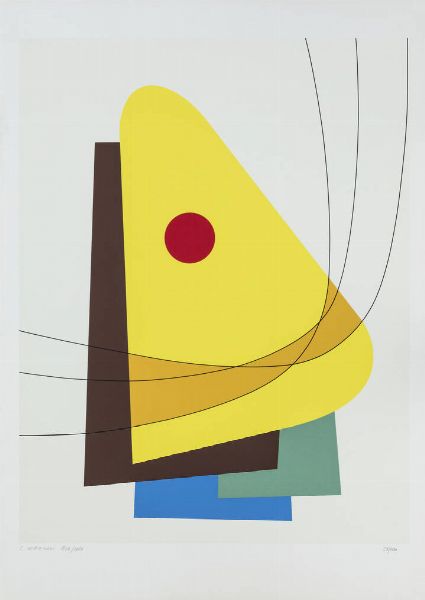 LUIGI VERONESI Milano 1908 - 1998 : Senza titolo (composizione astratta) 1936/1986  - Asta Grafica - Associazione Nazionale - Case d'Asta italiane