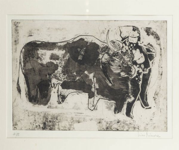 NINO AIMONE Torino 1932 - 2020 Chieri (TO) : Toro  - Asta Grafica - Associazione Nazionale - Case d'Asta italiane