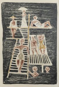 MASSIMO CAMPIGLI Berlino (Germania) 1895 - 1971 Saint-Tropez (Francia) - La piscina 1954