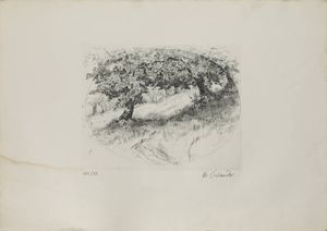 MARIO CALANDRI Torino 1914 - 1993 - Paesaggio (con alberi) 1980