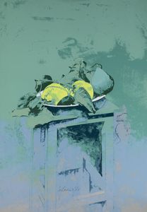 SERGIO SARONI Torino 1934 - 1991 - Natura morta con frutta