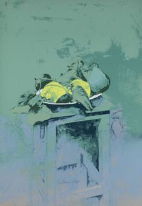 SERGIO SARONI Torino 1934 - 1991 - Natura morta con frutta