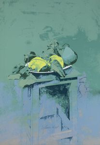 SERGIO SARONI Torino 1934 - 1991 - Natura morta con frutta