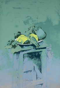 SERGIO SARONI Torino 1934 - 1991 - Natura morta con frutta