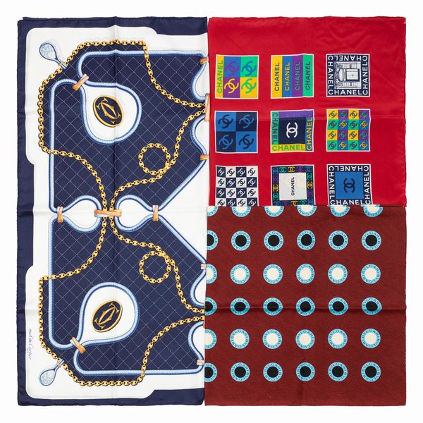 Chanel, Bulgari e Must de Cartier : Lotto composto da tre foulard  - Asta Luxury Fashion - Associazione Nazionale - Case d'Asta italiane