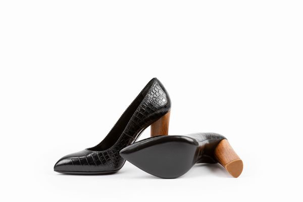 Yves Saint Laurent : Scarpa in pelle stampata nera  - Asta Luxury Fashion - Associazione Nazionale - Case d'Asta italiane