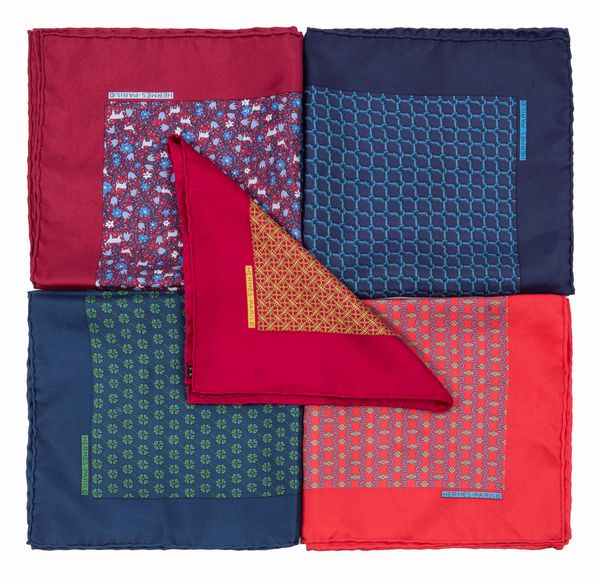Hermès : Lotto di cinque foulard pochette  - Asta Luxury Fashion - Associazione Nazionale - Case d'Asta italiane