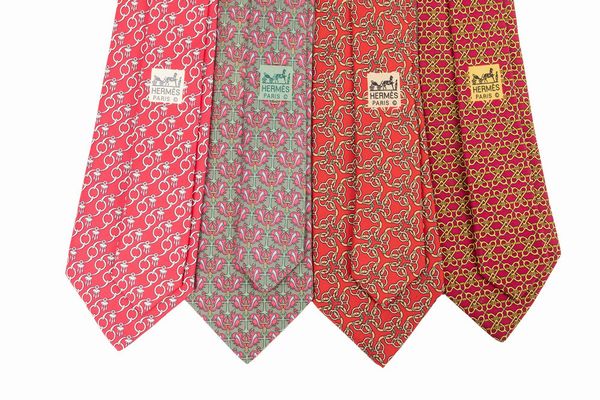 Hermès : Lotto di quattro cravatte  - Asta Luxury Fashion - Associazione Nazionale - Case d'Asta italiane