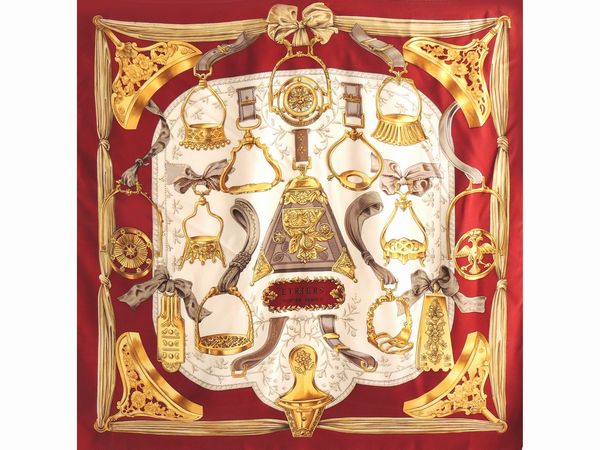 Foulard Carr� Etriers, Herm�s  - Asta Abiti e accessori vintage  - Associazione Nazionale - Case d'Asta italiane
