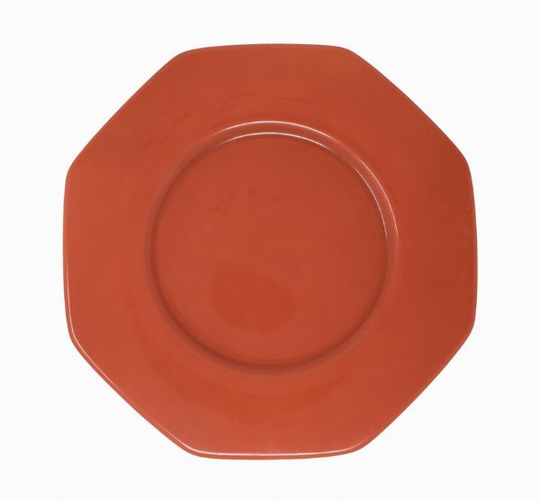 C.E. (Ceramica d'Este) quattordici sottopiatti in ceramica dipinta corallo  - Asta L'Arte della Tavola - Associazione Nazionale - Case d'Asta italiane