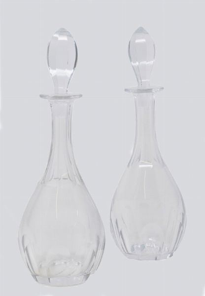 Coppia di bottiglie con tappi in cristallo incolore  - Asta L'Arte della Tavola - Associazione Nazionale - Case d'Asta italiane