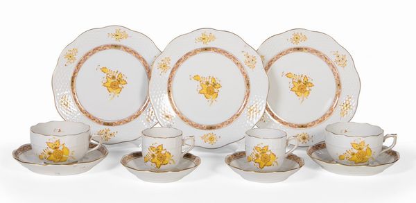 Servizio da t�, caff� e dolce in porcellana Herend Apponyi Yellow  - Asta L'Arte della Tavola - Associazione Nazionale - Case d'Asta italiane