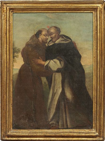 San Domenico e San Francesco (L'Agape fraterna)  - Asta Importanti Sculture e Dipinti Antichi - Associazione Nazionale - Case d'Asta italiane