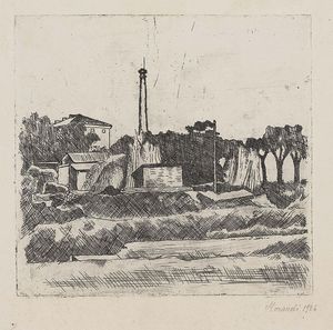 Giorgio Morandi - Paesaggio con la ciminiera (Sobborghi di Bologna)