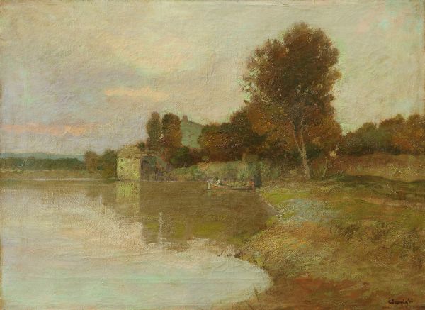 Paesaggio sull'Arno  - Asta Dipinti e Sculture del XIX e XX secolo - Associazione Nazionale - Case d'Asta italiane