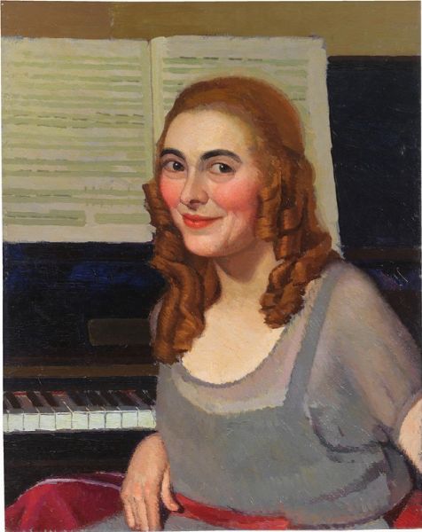 Ritratto di fanciulla al pianoforte (Maria Natrella)  - Asta Dipinti e Sculture del XIX e XX secolo - Associazione Nazionale - Case d'Asta italiane