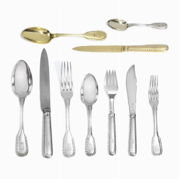 SERVIZIO DI POSATE, PARIGI, 1900 CIRCA, ARGENTIERE ANDR� AUCOC  - Asta Argenti italiani ed europei - Associazione Nazionale - Case d'Asta italiane