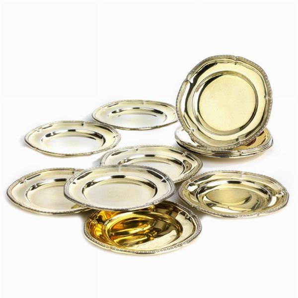 DODICI PIATTINI DA PANE, MILANO, SECOLO XX  - Asta Argenti italiani ed europei - Associazione Nazionale - Case d'Asta italiane