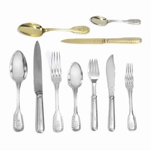 SERVIZIO DI POSATE, PARIGI, 1900 CIRCA, ARGENTIERE ANDR� AUCOC  - Asta Argenti italiani ed europei - Associazione Nazionale - Case d'Asta italiane