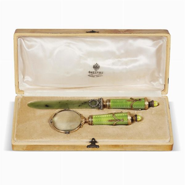 TAGLIACARTE E LENTE DI INGRANDIMENTO,     RUSSIA, INIZIO SECOLO XX  - Asta International fine art e objets de vertu russi da un'importante collezione - Associazione Nazionale - Case d'Asta italiane