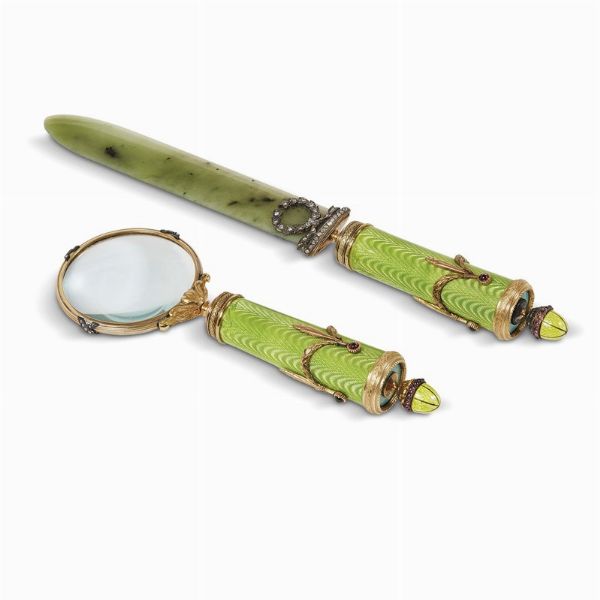 TAGLIACARTE E LENTE DI INGRANDIMENTO,     RUSSIA, INIZIO SECOLO XX  - Asta International fine art e objets de vertu russi da un'importante collezione - Associazione Nazionale - Case d'Asta italiane