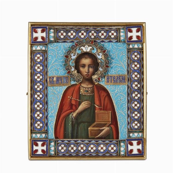 QUATTRO PICCOLE ICONE, ARGENTIERE PAVEL OWTSCHINNIKOW, MOSCA, 1880 CIRCA  - Asta International fine art e objets de vertu russi da un'importante collezione - Associazione Nazionale - Case d'Asta italiane