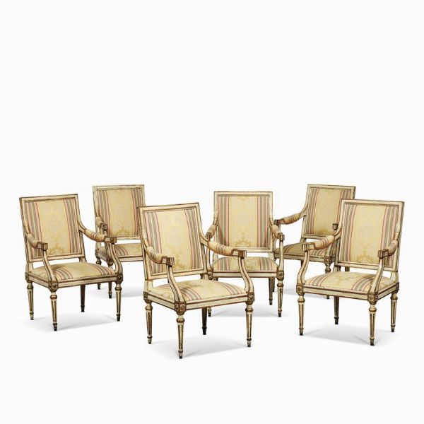 SEI POLTRONE, PIEMONTE, FINE SECOLO XVIII  - Asta International fine art e objets de vertu russi da un'importante collezione - Associazione Nazionale - Case d'Asta italiane