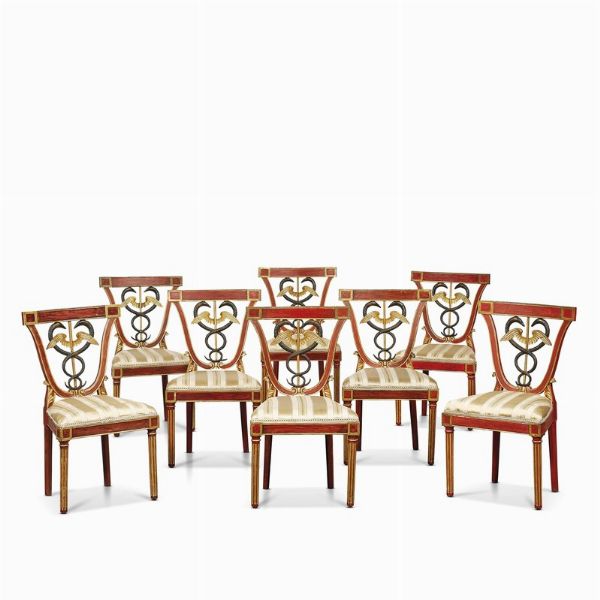 OTTO SEDIE, TOSCANA, SECOLO XIX  - Asta International fine art e objets de vertu russi da un'importante collezione - Associazione Nazionale - Case d'Asta italiane