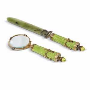 TAGLIACARTE E LENTE DI INGRANDIMENTO,     RUSSIA, INIZIO SECOLO XX  - Asta International fine art e objets de vertu russi da un'importante collezione - Associazione Nazionale - Case d'Asta italiane