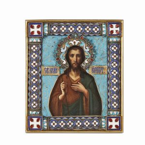 QUATTRO PICCOLE ICONE, ARGENTIERE PAVEL OWTSCHINNIKOW, MOSCA, 1880 CIRCA  - Asta International fine art e objets de vertu russi da un'importante collezione - Associazione Nazionale - Case d'Asta italiane