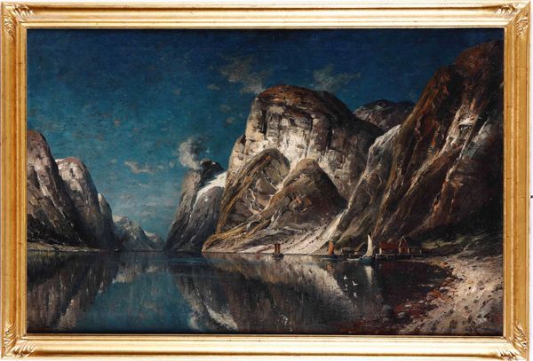 J. Rollin Paesaggio montano con lago  - Asta Dipinti del XIX-XX secolo - Associazione Nazionale - Case d'Asta italiane