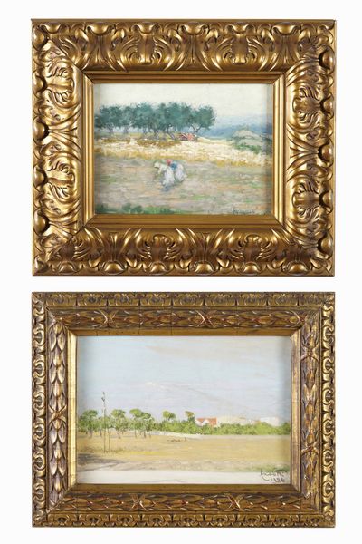 Due dipinti firmati, inizio XX secolo, firme indecifrate  - Asta Dipinti del XIX-XX secolo - Associazione Nazionale - Case d'Asta italiane