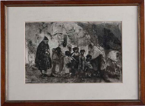 Anonimo del XIX-XX secolo Scena con popolani  - Asta Dipinti del XIX-XX secolo - Associazione Nazionale - Case d'Asta italiane