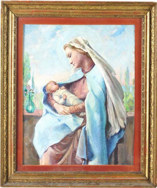 Baccio Maria Bacci (1888-1974) Madonna con Bambino  - Asta Dipinti del XIX-XX secolo - Associazione Nazionale - Case d'Asta italiane