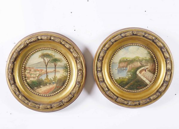 Anonimo, Secolo XX Vedute del golfo di Napoli  - Asta Dipinti del XIX-XX secolo - Associazione Nazionale - Case d'Asta italiane
